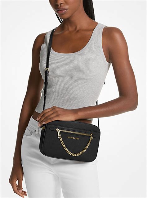 michael kors jet set large ew crossbody black|mk jet set saffiano crossbody.